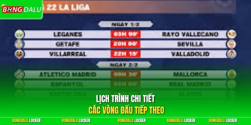 Lịch trình chi tiết các vòng đấu tiếp theo 